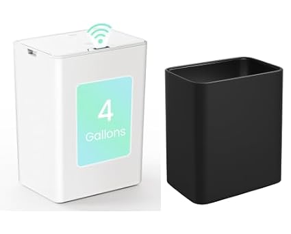 Cesun 4 Gallons Automatic Trash Can and 2.1 Gallons Black Trash Can