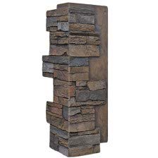 Faux Stone Wall Panel - Deep Stacked Stone Corner - Alpine Sedona Color (24" H X 11" W X 1 1/4" D)