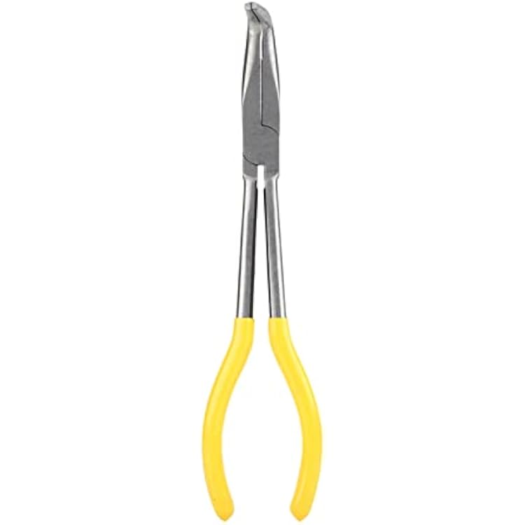Respicefinem Long Reach Long Nose Pliers 270mm Steel Pliers Bent Long Nose Pliers Serrated Jaws with 45 Degree90 Degree Bend and Round Nose Options for Mechanics Home Repairing