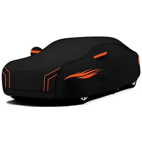 All-weather outdoor car cover Compatible with Suzuki Maruti 800 2000-2024,sun-proof, rain-proof and dust-proof Oxford material black orange