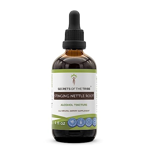 Secrets of the Tribe Stinging Nettle Root Alcohol Extract, High-Potency Herbal Drops, Tincture Made from Stinging Nettle Urtica dioica Dried Root 4 oz