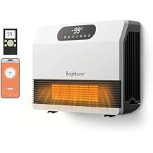 Brightown Wall Heater, Heater for Indoor Use 1500W, 5 Optional Modes, Adjustable Thermostat, Easy Mount Home Space Heater for Bedroom Bathroom with Remote Control, 12H Timer, Works with Alexa, White