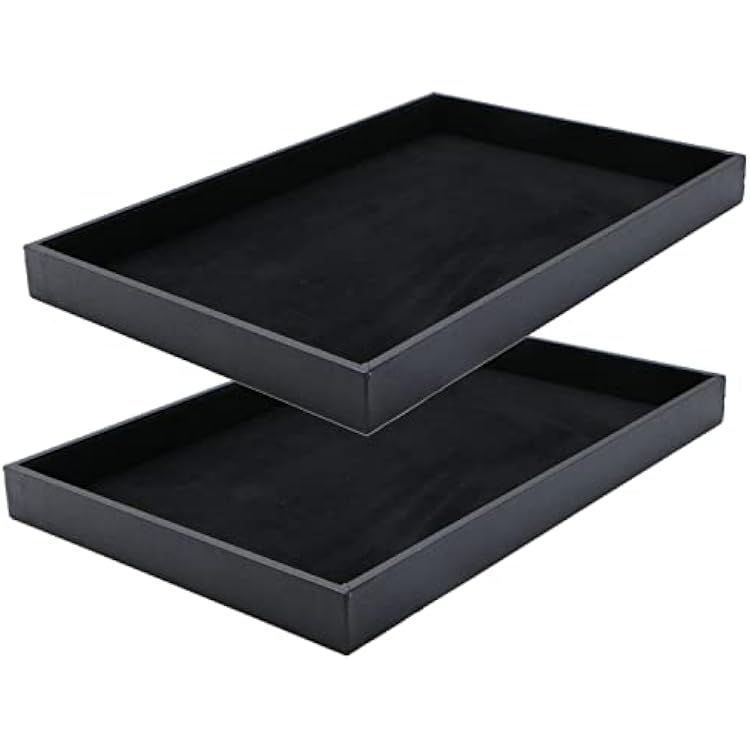 Black Velvet Stackable Jewelry Tray Showcase Display Stackable Necklace Bracelet Ring Showcase Display Empty Plate 2 Pack