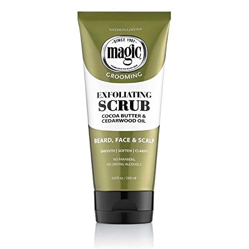SoftSheen-Carson Magic Mens Grooming Facial Exfoliating Scrub, Softens, Smooths and Clarify, With Cocoa Butter and Cedarwood Oil for Beard, Skin and Scalp, 6.7 fluid ounces