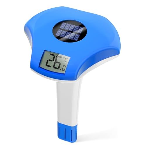 BALDR Pool Thermometer Floating Easy Read, Solar Pool Thermometer with Digital Display, IPX8 Waterproof for Hot Tubs, Cold Plunge & Swimming PoolsDark Blue