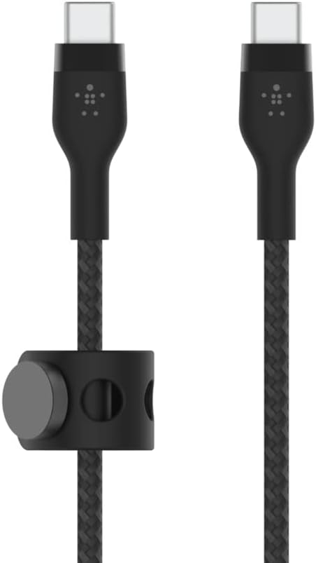 Belkin MacBookPro, iPadPro, GalaxyS22, Ultra, Plus - BoostChargePro Flex Braided USB-C to USB-C Cable 1m USB-IF Approved for fast charging with Power Delivery PD for devices like Black