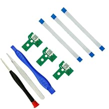 CTHTBZ 3PCS JDS-030 Assembly Replacement Charging Port for PS4 Controller,Connector Module Charger Socket Board for PlayStation PS4 Controller,With Screwdriver Flex Cable