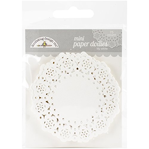 Doodlebug Mini Doilies 75 Pack, Lily White