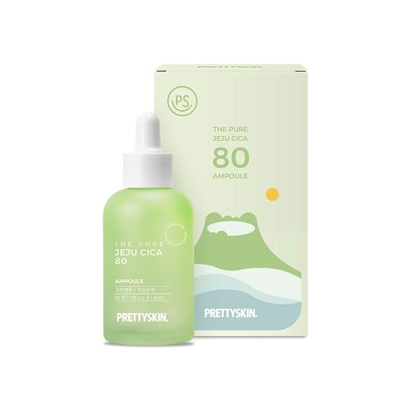 PRETTYSKIN Jeju Centella Asiatica 80% Soothing Ampoule Calming Serum for Sensitive Skin with Tea Tree & Flower Complex, Hypoallergenic & Dermatologist Tested 1.69 fl. oz.