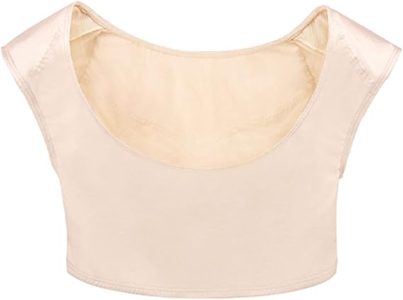 Women's 2 in 1 Built-in Shoulder Pad Vest Tee Ladies T Shirt,Beige2-Large