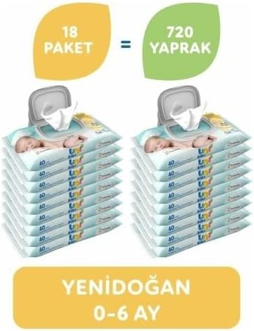 Uni Baby Yenidoğan Islak Mendil 18X 40 Adet, 720 Yaprak, Beyaz