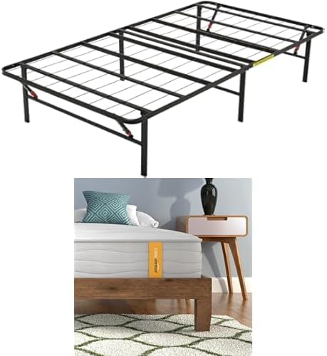 Amazon Basics Single Foldable Platform Bed Hybrid Mattress Bundle, 90 x 190 cm