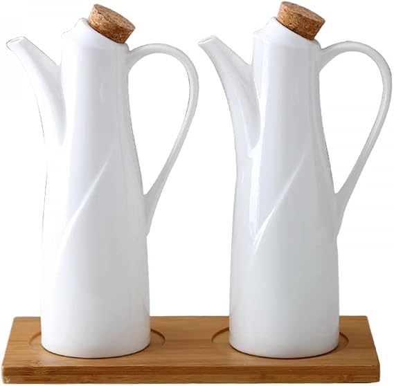 Ceramic Oil & Vinegar Dispenser, 2-Pack, 150ml, Reusable, Kitchen, Restaurant, Gifts