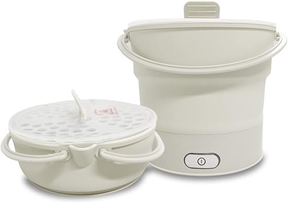 PENIOR Folding Electric Kettle, Folding Kettle, 212°F 100°C, 33.8 fl oz 1 L Large Capacity, Multifunctional Grill Pot, Boiling, Steaming, Cooking, Rice, Frying, 100-240V Overseas Compatible, 2 Minute Boiling, Electric Pot with Steamer, For 1 - 2 People, Compact, Home, Travel