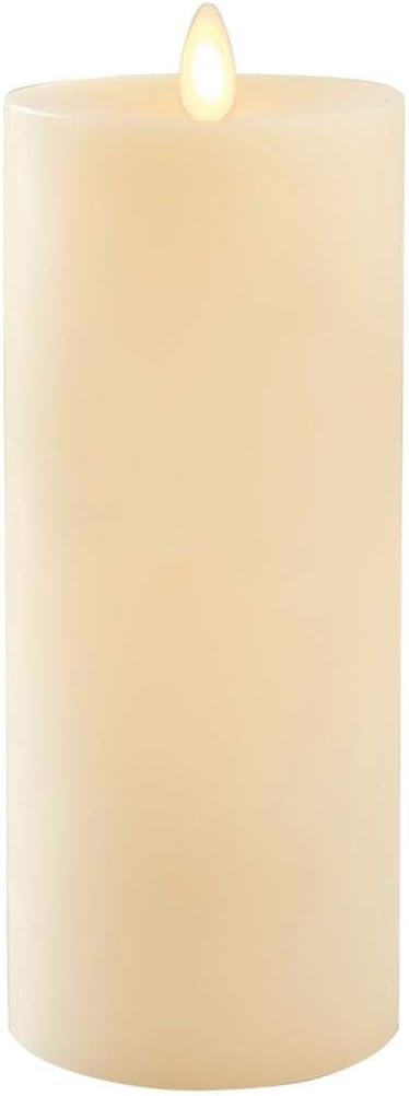 LIGHTLi Moving Flame LED Indoor Wax Pillar Candle, Ivory, 3" X 8"