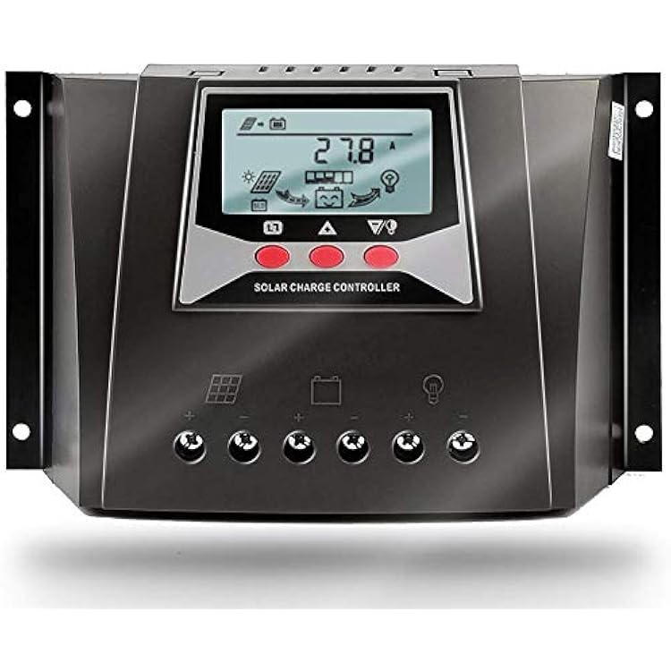 SolaMr 30A PWM Solar Charge Controller 12V24V36V48V Intelligent Regulator Auto Paremeter Adjustable with LCD Display