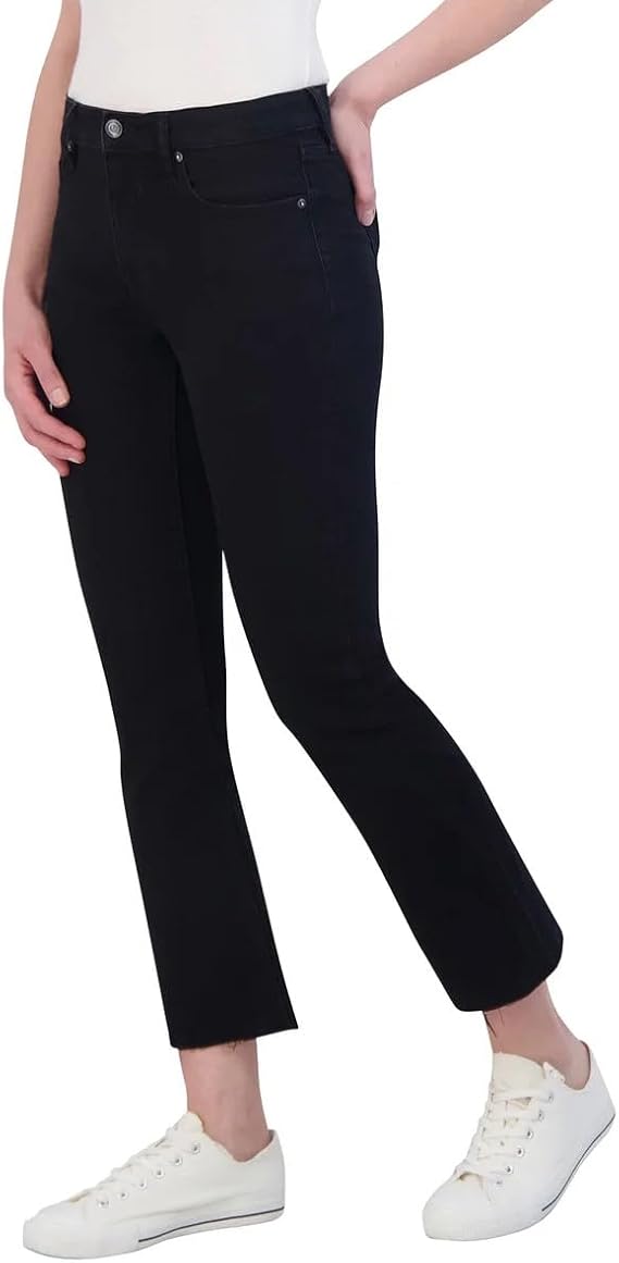 VIGOSS Ladies Mid-Rise Bootcut Crop Jeans, Raw Hem, 28 inch Inseam