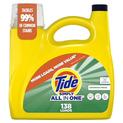 Tide Simply All-In-One Liquid Laundry Detergent, Daybreak Fresh Scent, 138 Loads, 182 fl oz