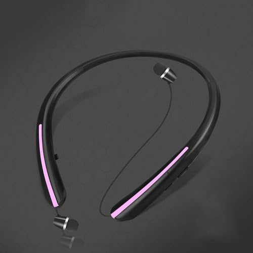 Wireless Bluetooth Neckband Headphones Auto Retractable Earbuds,CVC8.0 Noise Cancelling,IPX6 Waterproof Earphones,16 Hrs HD Talktime Soft Silicone Material for Working,Purple