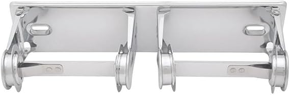 Bradley Tension Spring Control Dual Roll Toilet Paper Dispenser for Commercial Restroom, Surface-Mounted, Fits Two Standard Core Rolls, Controlled Delivery, Chrome-Plated Steel, 5224