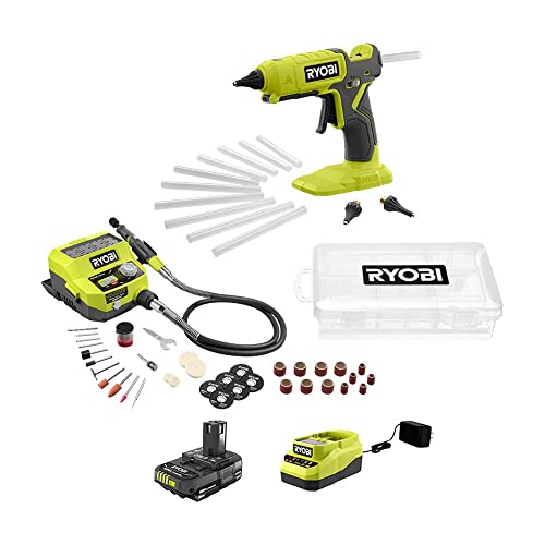 ONEAND 18V Cordless 2- Tool Combo KIT with Rotary Tool Station, Dual Temperature Glue GU