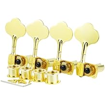 Guyker Bass Tuners (4 for Right) - 1:22 Ratio Gear Open Frame Bass Drop Locking Machine Head Tuning Key Pegs Replacement for Electric Jazz Guitar Bass or Precision Instruments, BB101 Gold