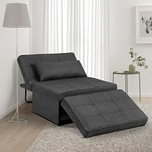 Saemoza Sofa Bed, Ottoman Bed 4 in 1 Multi Function Folding Sleeper Sofa, Breathable Linen Convertible Chair Adjustable Backrest for Living RoomSmall Apartment, Deep Grey