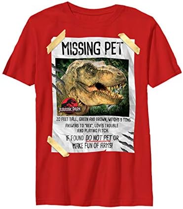 Jurassic Park Boys T. Rex Missing Pet T-Shirt - Red - Large