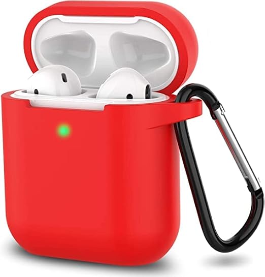Apple Kulaklık 1/2 Nesil İle Uyumlu Tam Koruyucu Askılı Yumuşak Slikon Kulaklık Kılıfı (Kırmızı)