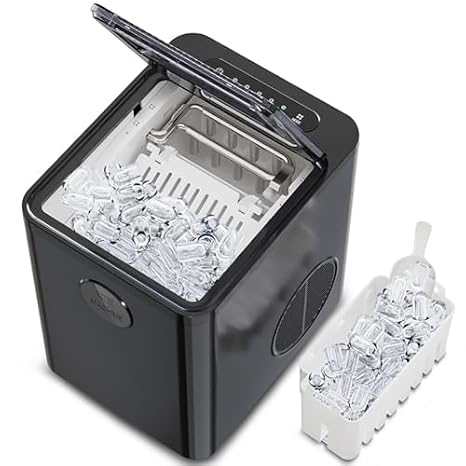 Nugget Ice Maker - Compact Self-Cleaning Ice Machine for Home, Kitchen, RV, Camping, Office - Makes 9 Cubes in 6 Minutes