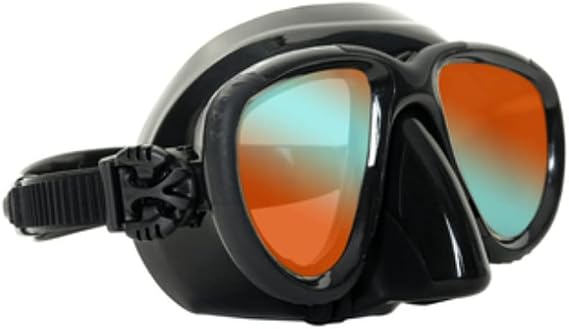 EVO Stealth HD Freediving Mask, Two-Lens Mirrored Dive Mask, HD Snorkel Mask, Silicone Skirt, Tempered Glass, Black, Adult, Snorkeling