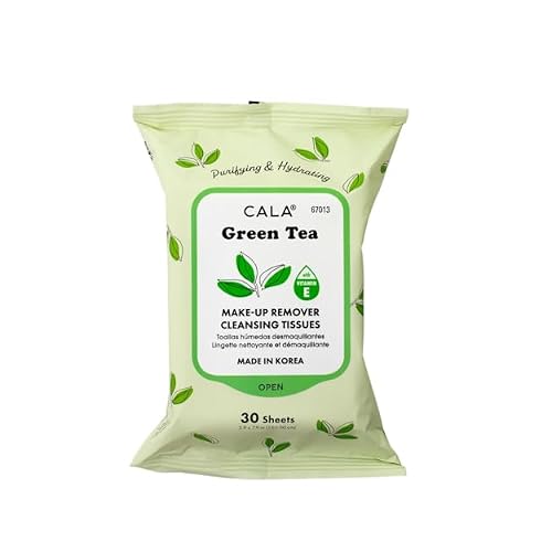 CALA Makeup Remover Cleansing Tissues: Green Tea 30 Sheets - Antioxidant-rich, Hydrating Wipes For A Smooth, Radiant Complexion, Gentle On All Skin Types 30 count, Pack of 1