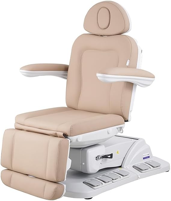 Nyko Pro | 4 Motor Facial Bed | Exam Chair | UL Motors | Fully Electric Treatment Chair | Spa Table with 180 Degree Rotation | 20" Starting Height (Sand)