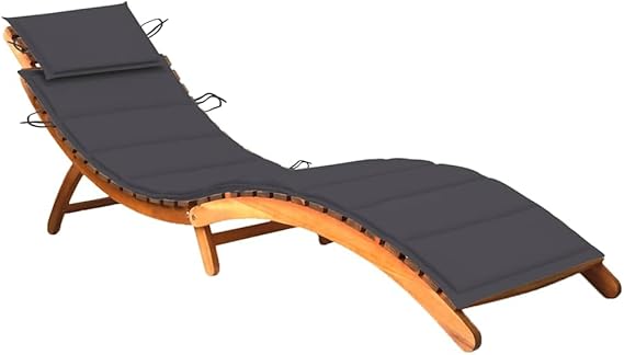 Patio Sun Lounger with Cushion, Sunbed Patio daybed Lounge Chaise Backyard Furniture Suitable for Lawn Deck Beach Garden Solid Acacia Wood
