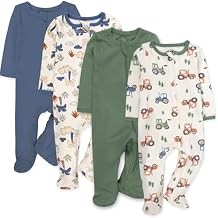 Baby Essentials Baby 4 Piece Outfit Set Footie Sleepwear Pajama Bodysuits Spring & Summer Baby Clothes Gift Set