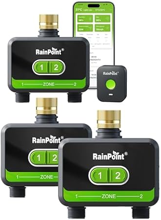 RainPoint WiFi Water Timer for Garden Hose, 2-Zone Smart Sprinkler Timer