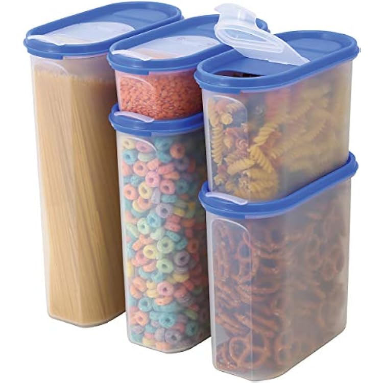 MILTON Food Storage Containers Set -STACKO- 10 PC. SET - Airtight Dry Food storage Container with LIDS - Durable Clear Frosted Plastic BPA Free - Space Saver Modular Design - 5 Container set