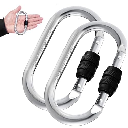 EZYA Carabiner Clips Heavy Duty 25KN5600LB - 4.3 Large Caribiniers for Hammocks, Rigging, Gym, Yoga - Steel Caribeana