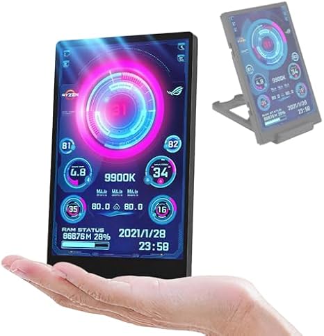 Marhynchus Protable Mini IPS Full View Monitor Display Screen, 3.5 Inch USB-C PC Monitor Ultra Thin 7mm Industrial Data Indicator, Aluminum Alloy, 360 Degree Rotation,