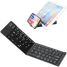 Wireless Bluetooth Keyboard Compatible with BlackBerry Bold 9790 Built-in Phone Holder/Stand-Ultra Slim Folding Rechargeable Full Size Keyboard!