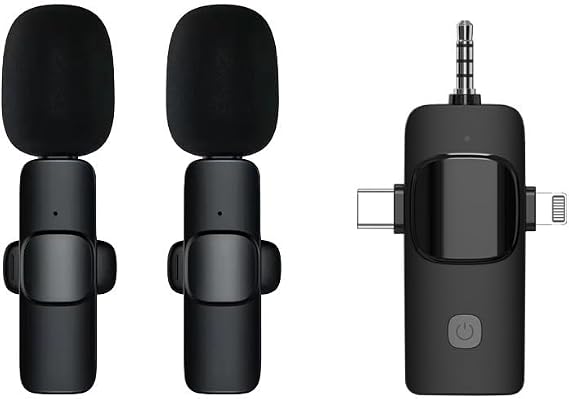 O'rengela 2 Pack Wireless Lavalier Microphones for iPhone, iPad - Crystal Clear Sound Quality for Recording, Live Streaming, YouTube, Facebook, TikTok