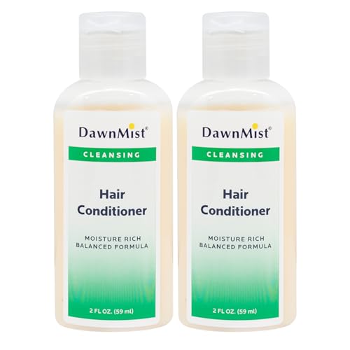 DawnMist Dukal Hair Conditioner 2 oz Bottles with Flip Caps Bulk Pack of 2 Travel-Size Hotel Amenities for Hospitality, Guest Rooms, Gyms, and More