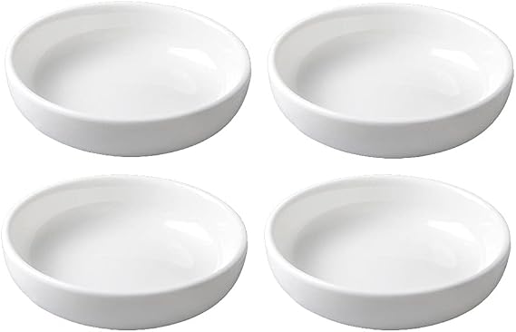 4pcs White Ceramic Seasoning Dishes Dipping Bowls Appetizer Plates,3.8 inch
