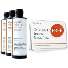 ALGAECAL Free Omega-3 Home Test Kit: Easy At-Home Testing with Lab-Verified Results Triple Power: 1200mg EPA & DHA Omega-3s Fish Oil Supplement, Mango Flavor, Burp-Less, Sugar-Free