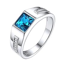 ChicSilver 6MM 925 Sterling Silver Mens Ring Round Cut AAA+ Cubic Zirconia Engagement Ring Eternity Wedding Band for Men Size 6-13