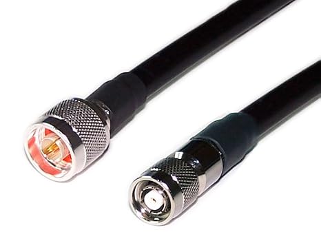 N-Male to RP-TNC Plug LMR-400 Times Coax Assembly for Cisco and Linksys 50 ft | N to RPTNC Male LMR-400 Times Microwave Coaxial Cable Made in The U.S.A