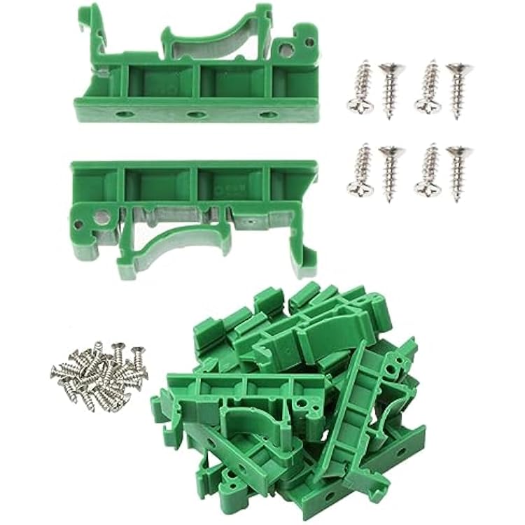 20Sets C45 PCB DIN Rail Mounting Adapter Circuit Board Bracket Holder Carrier Clips for 35mm 15mm Din Rail Green