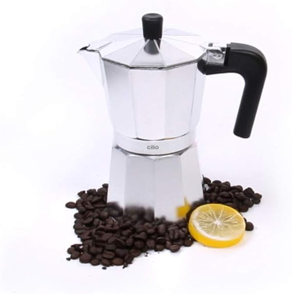 Cilio Classico Stovetop Espresso Maker, 6 Cup, Induction Compatible, Silver