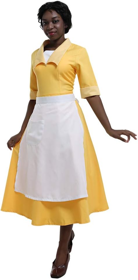 Cosplay.fm Women's Yellow Waitress Dress Housemaid Cosplay Costume Halloween