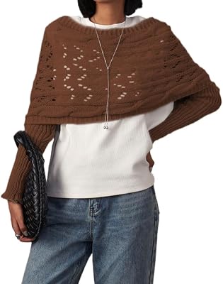 Hand-Knitted Scarf with Sleeves for Women, Knitted Cable Wrap, Shrugs for Women, Knitted Wrap Shrug Sweater